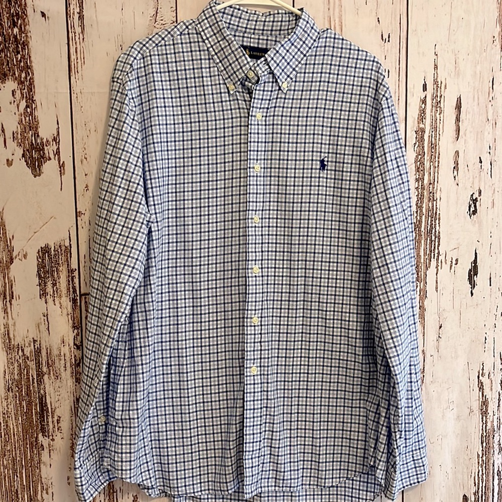 EUC Men’s Ralph Lauren Button Down Long Sleeve Plaid Shirt. Size XL